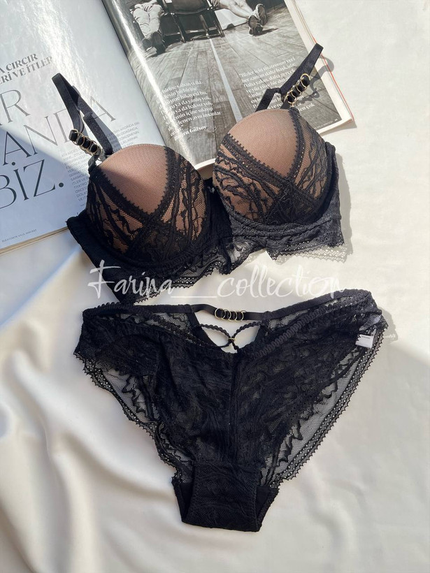 اسفنجی مشکی سوتین شورت سیاه فانتزی جکدار جک دار کاپدار کاپ دار سایزبندی اسفنجی